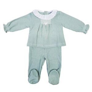Babidu Canutillo Volante Shirt and Footie Pant Set - Green - NEW